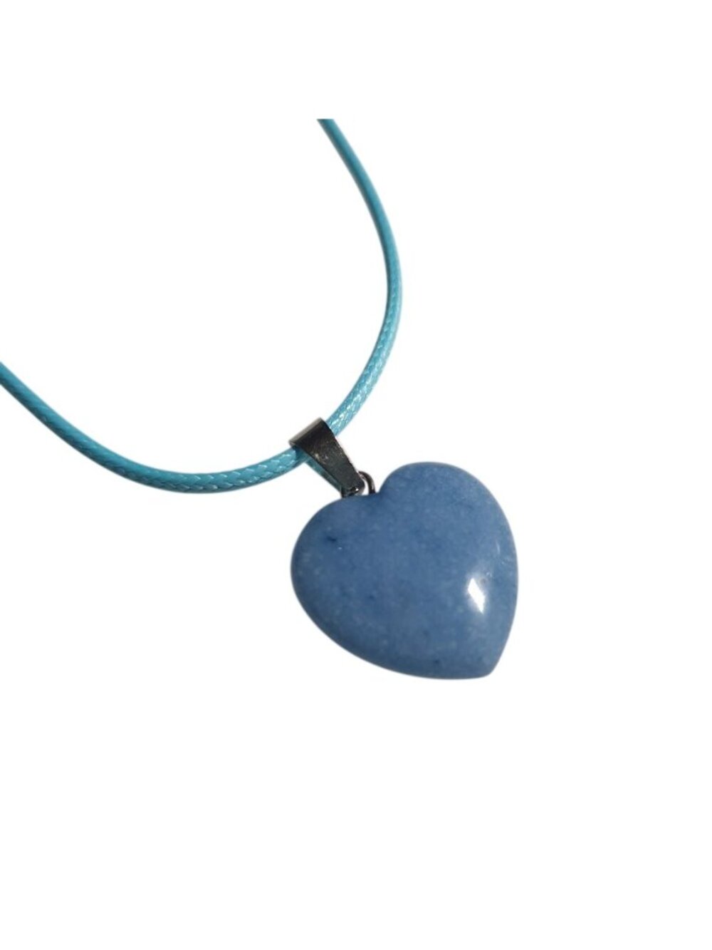 Blue Heart Shaped Stone Pendant Necklace Adjustable Healing Natural Jewelry Gift